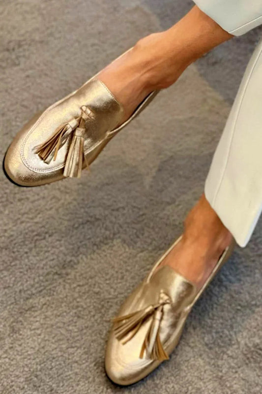 Bridget Women's Gold Metallic Tassel Loafers
