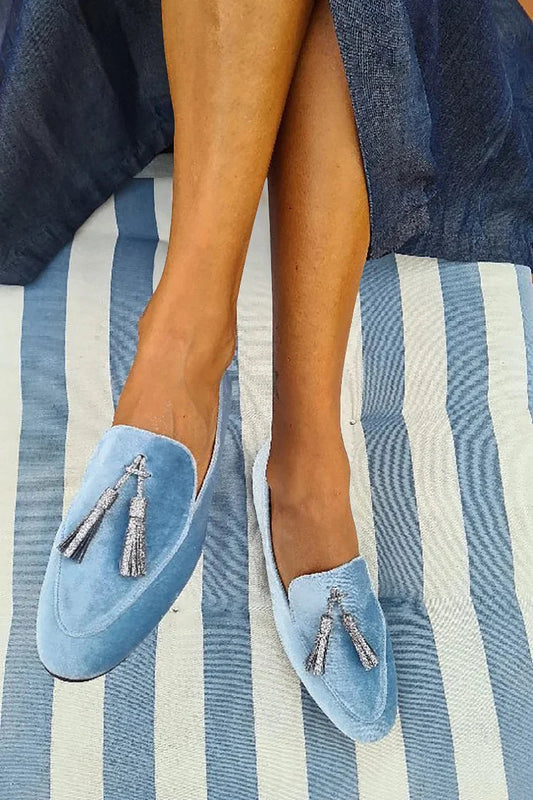 Anahera Women's Blue Tassel Loafers