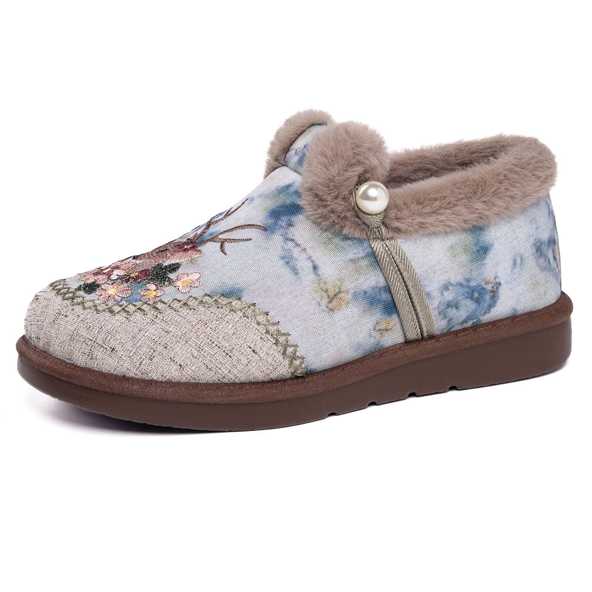 Rimza | Warm Embroidered Slippers for Women