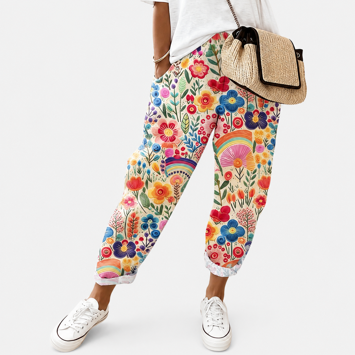 Niji | Colourful Floral Print Relaxed Pants