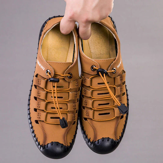 Wesley | Outdoor Aviator Sandals in Leather with Toe Wrap