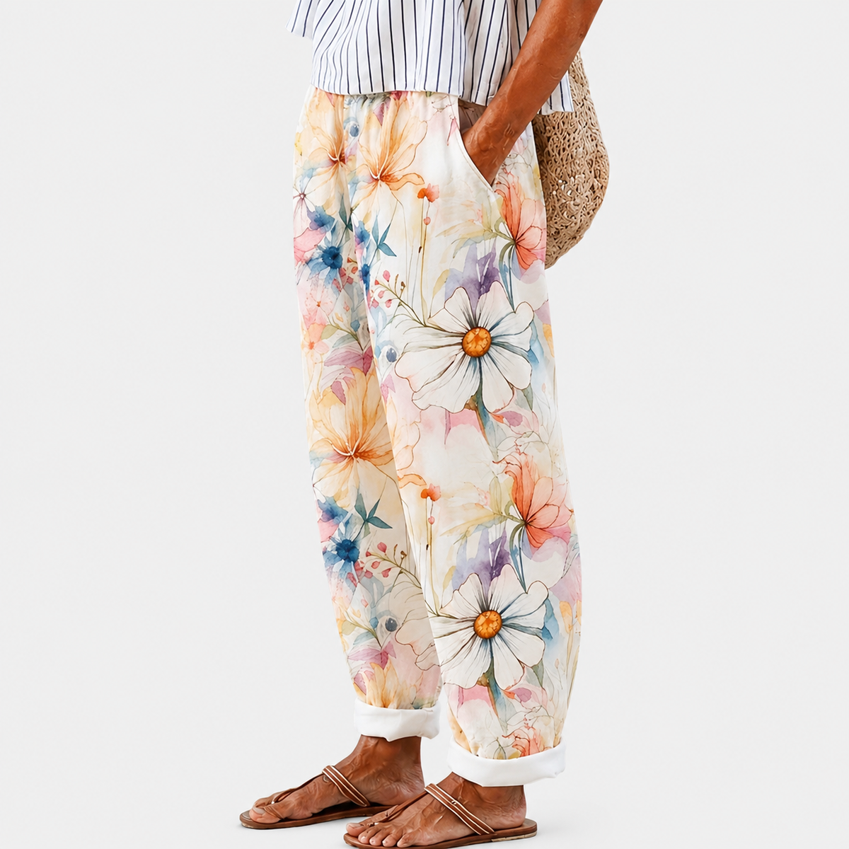Paisley | Pastel Floral Print Relaxed Pants