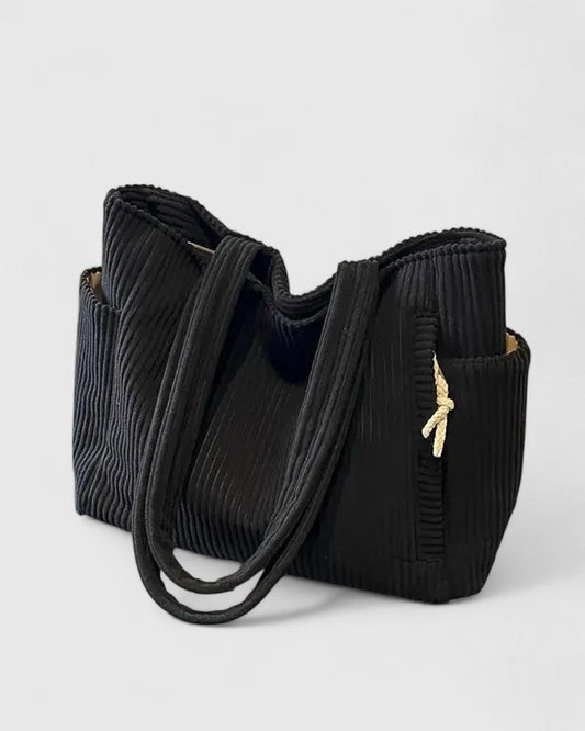 Eleanor | Luxurious Ribbed Tote Bag with Drawstring Details