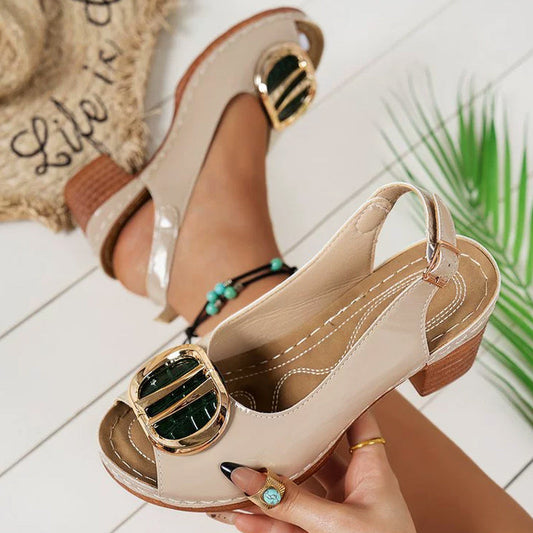 Roswitha | Sandals with Chunky Heel and Buckle