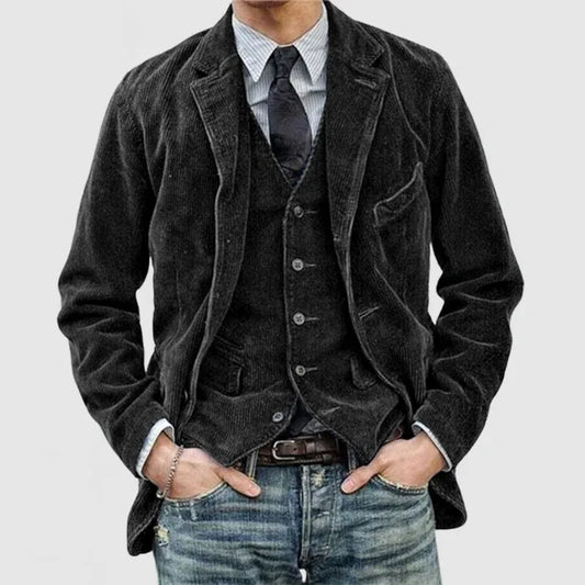 Andrei | Two-Piece Italian Cotton Corduroy Jacket and Vest Set for Men