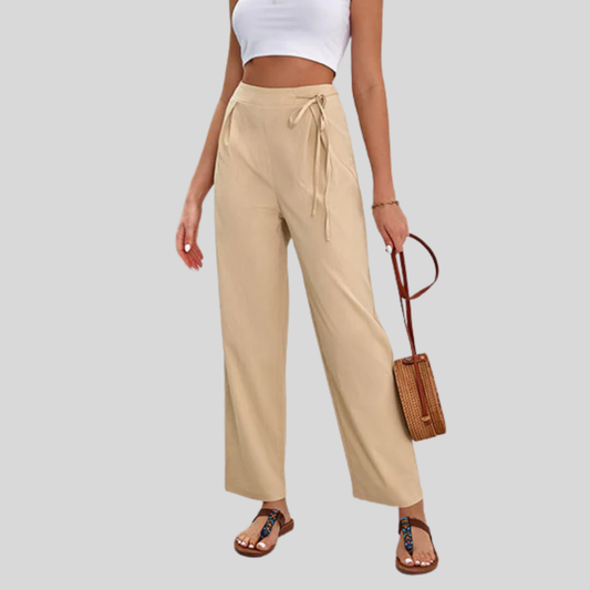 Sabi | High-Waisted Wide-Leg Pants with Tie Detail