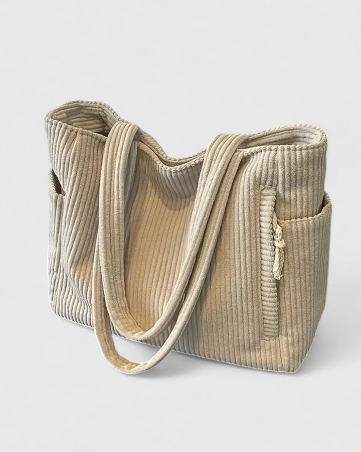 Eleanor | Luxurious Ribbed Tote Bag with Drawstring Details