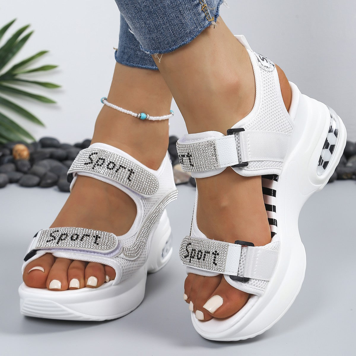 Inga | Orthopaedic Comfort Platform Sandals with Crystal Straps