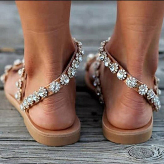 Elisa | Boho Flip-Flops with Diamante Details