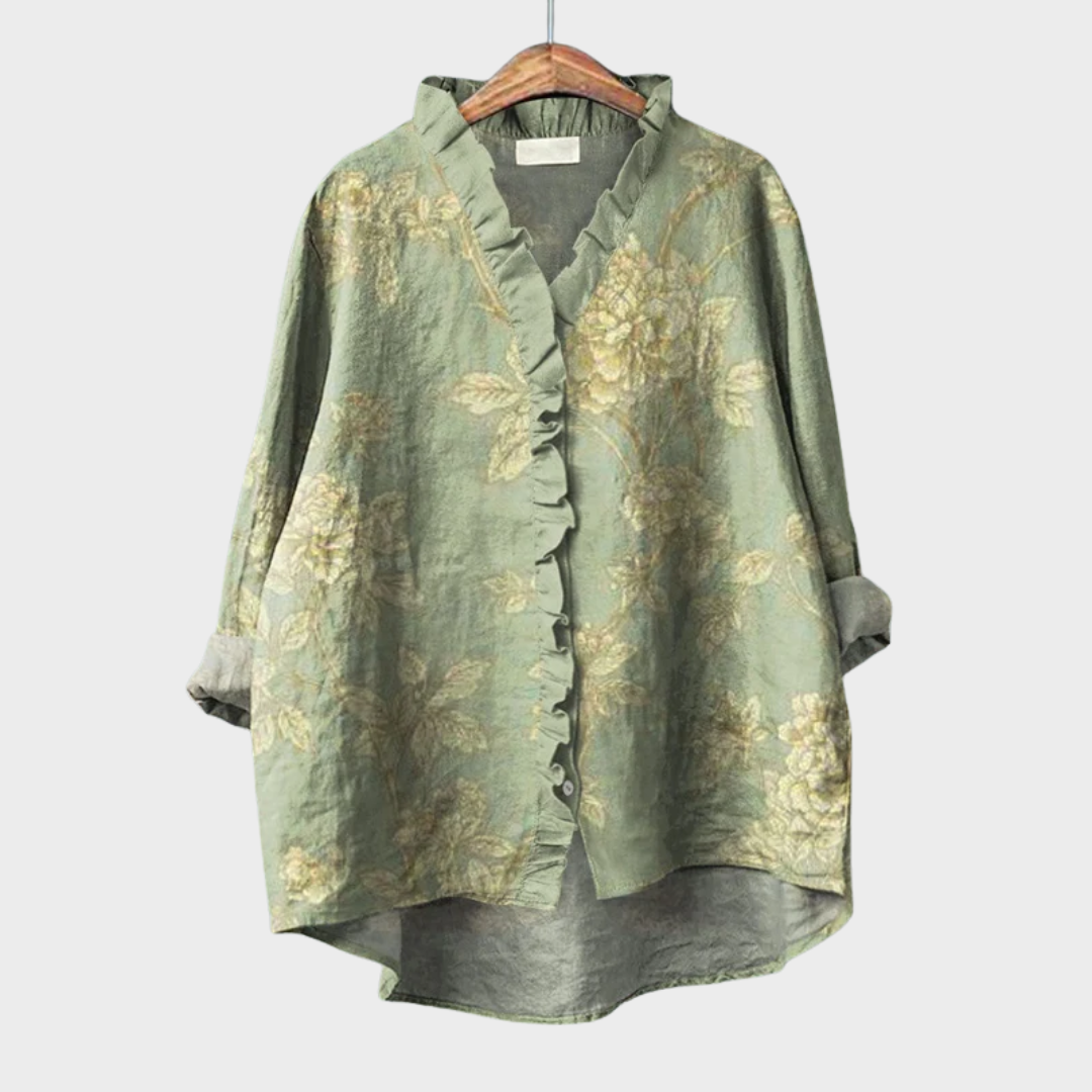 Livia | Green Elegant Summer Blouse
