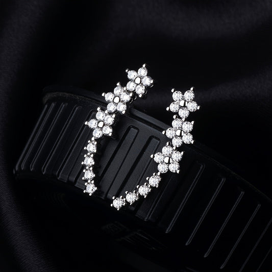 Alex | Floral Line Cubic Zirconia Earrings