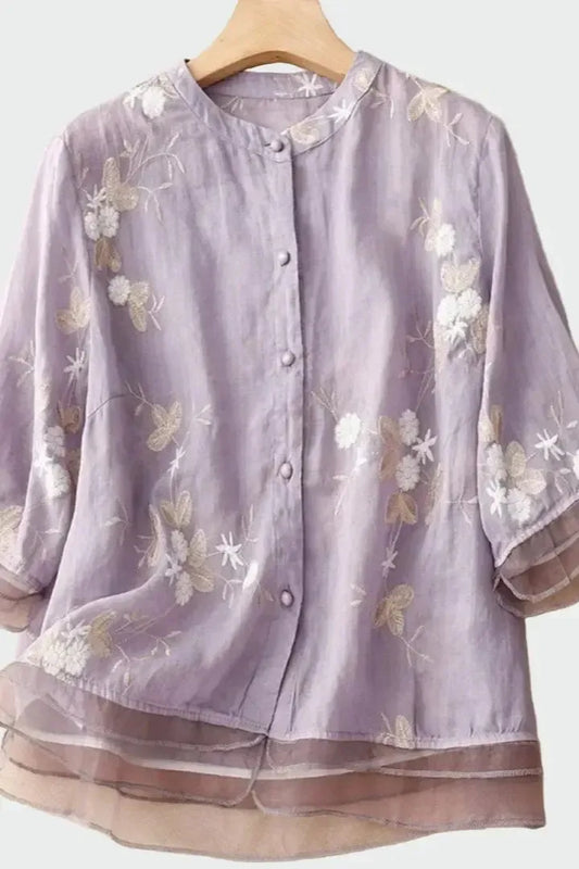 Eida Light Pink Boho Print Blouse for Women