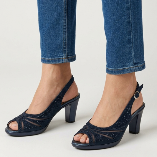 Thea | Comfortable Heeled Sandals for Women with Diamante Details