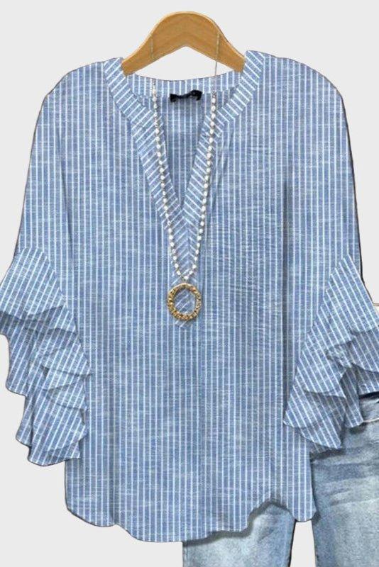 Nora Silhouette Blue Boho Print Blouse for Women