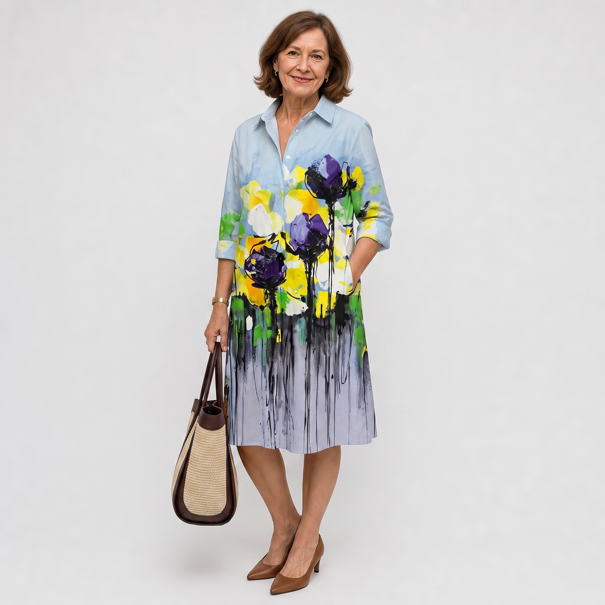 Simone | Knee-Length Shirt Dress in Soft Quality