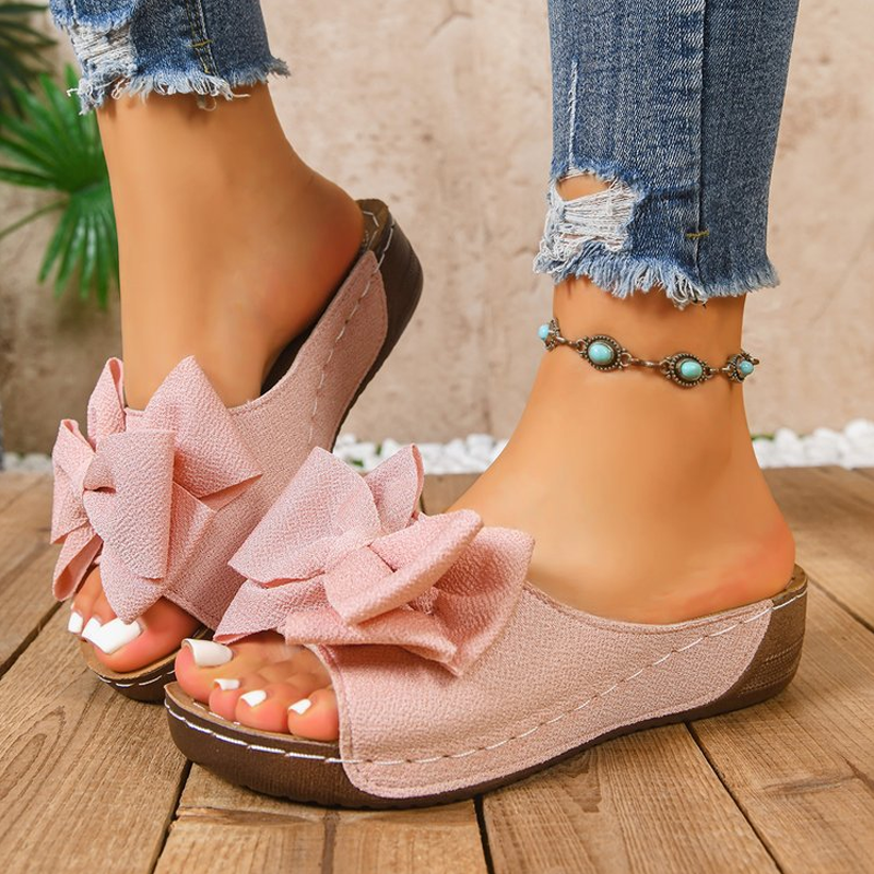 Imogen | Wedge Sandals with Bow and Open Toe
