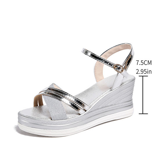 Mackenzie | Wedge Sandals with Ankle Strap and Open Toe