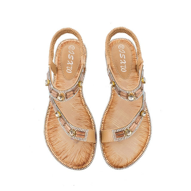 Katrina | T-Strap Sandals with Diamante