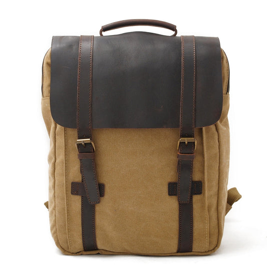 Akaroa cotton canvas backpack in Khaki — Beverley Lane