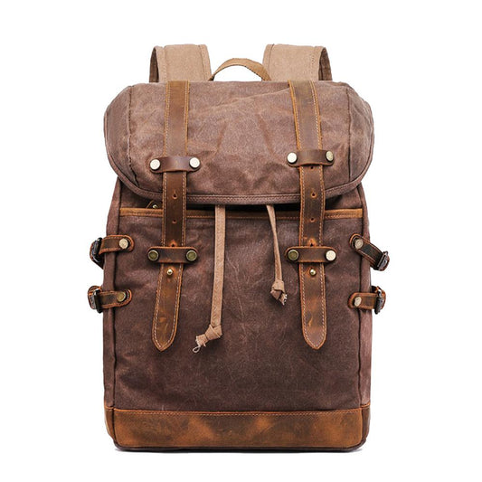 Wanaka waxed canvas backpack in Coffee Brown — Beverley Lane