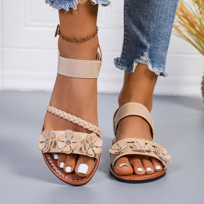 Elke | Flat Comfort Sandals with Floral Strap and Summer Look
