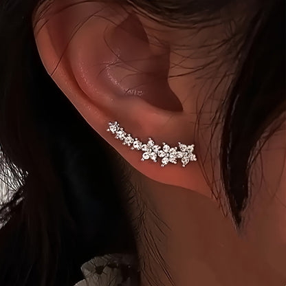 Alex | Floral Line Cubic Zirconia Earrings