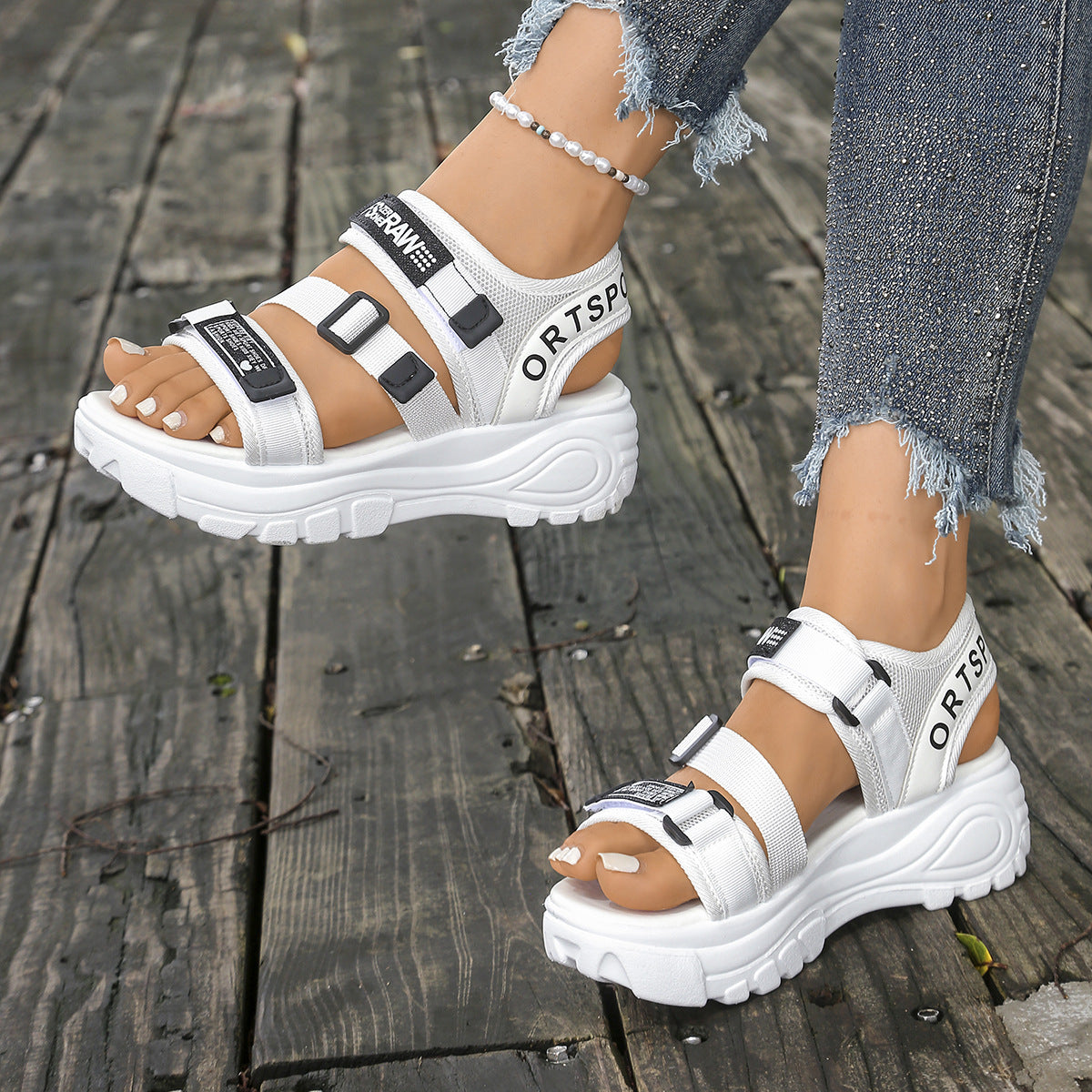 Kristin | Fashionable Platform Sandals with Velcro Fastening
