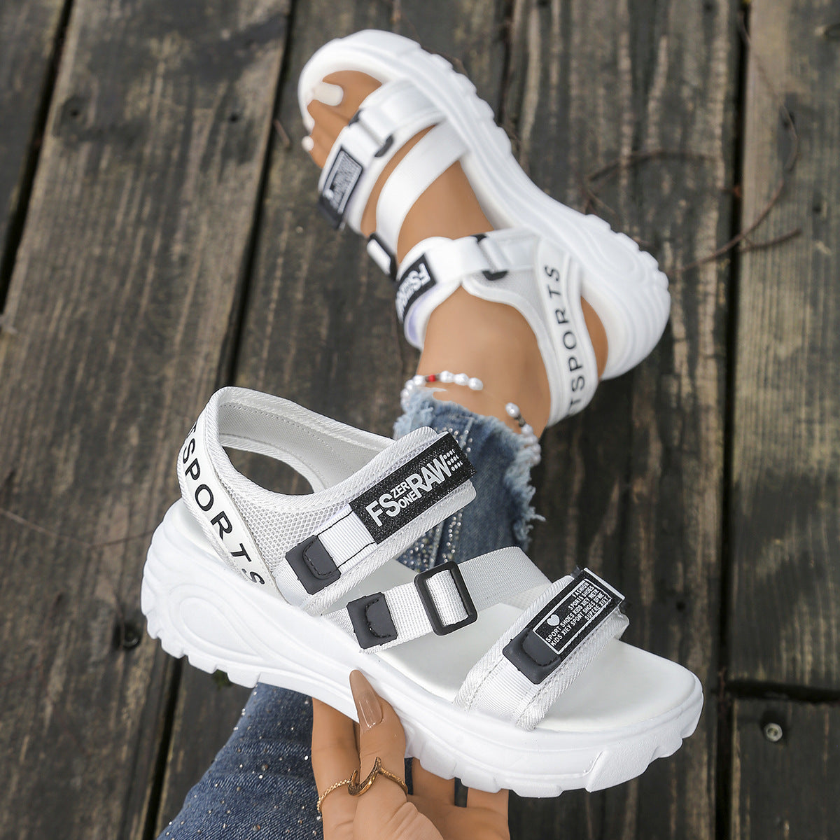 Kristin | Fashionable Platform Sandals with Velcro Fastening
