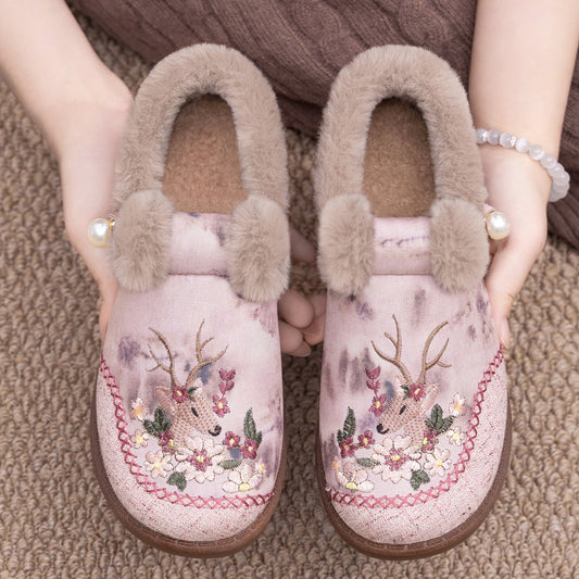 Rimza | Warm Embroidered Slippers for Women