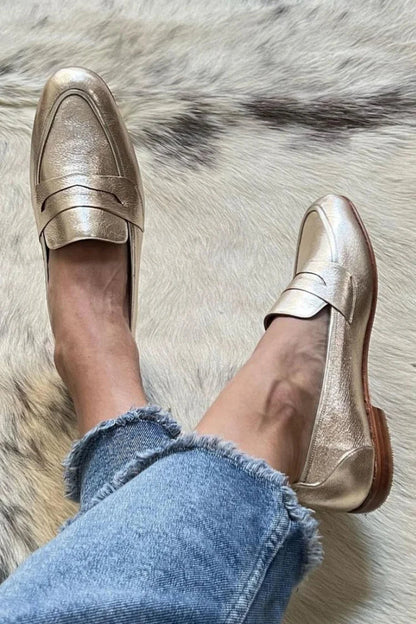 Chloe Women's Gold Patchwork Loafers