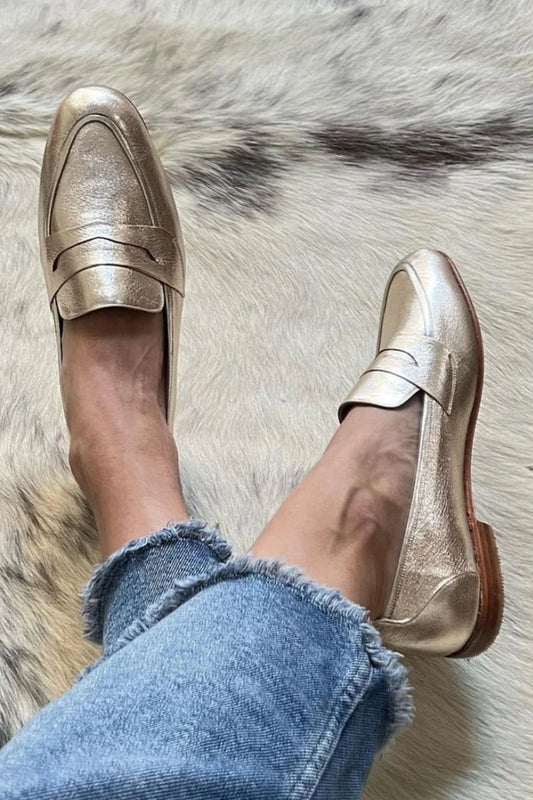 Chloe Women's Gold Patchwork Loafers
