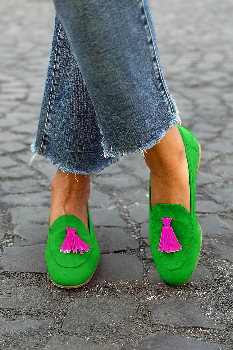 Tegan Women's Green Tassel Loafers