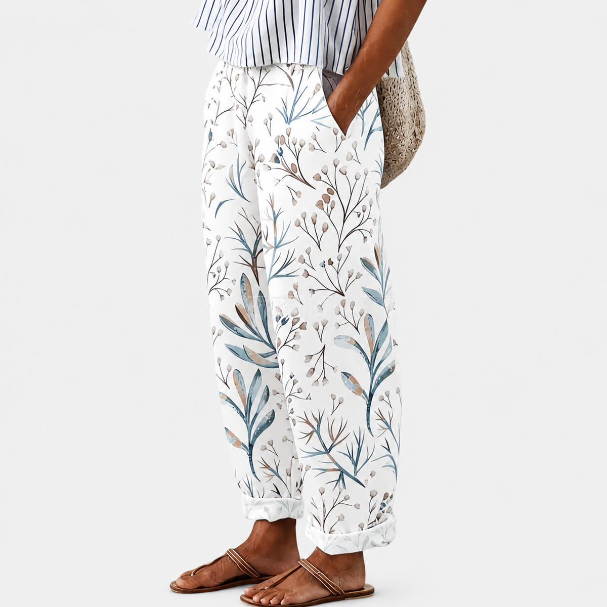 Meadow | Relaxed Wide-Leg Pants with Botanical Print