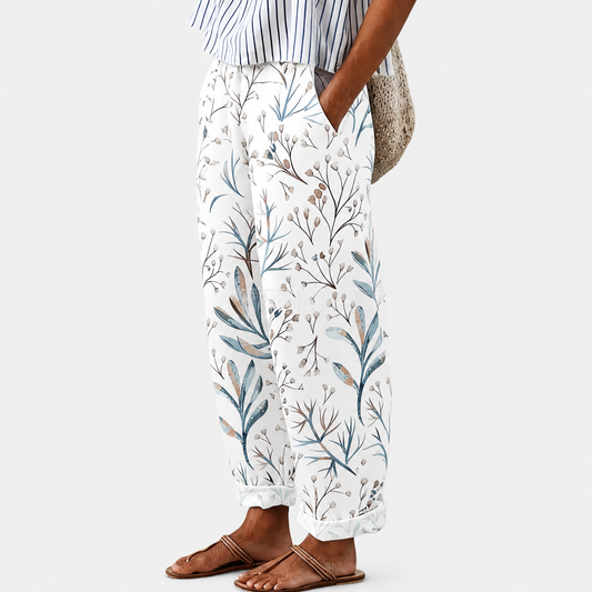 Meadow | Relaxed Wide-Leg Pants with Botanical Print