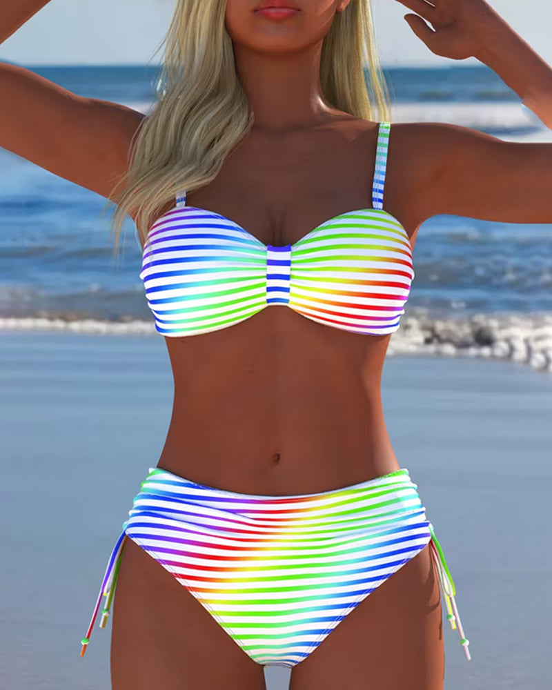Dorothy | Colourful Bikini Set with Stripe Pattern