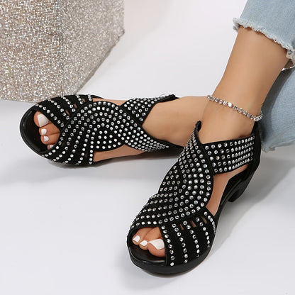 Samira | Stylish Crossover Sandals with Diamante Details