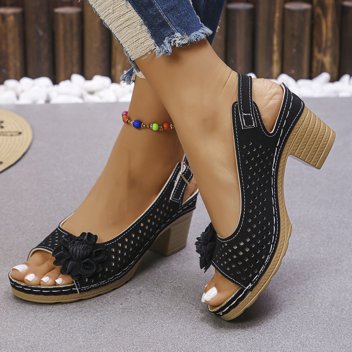 Melanie | Chic Floral Wedge Sandals
