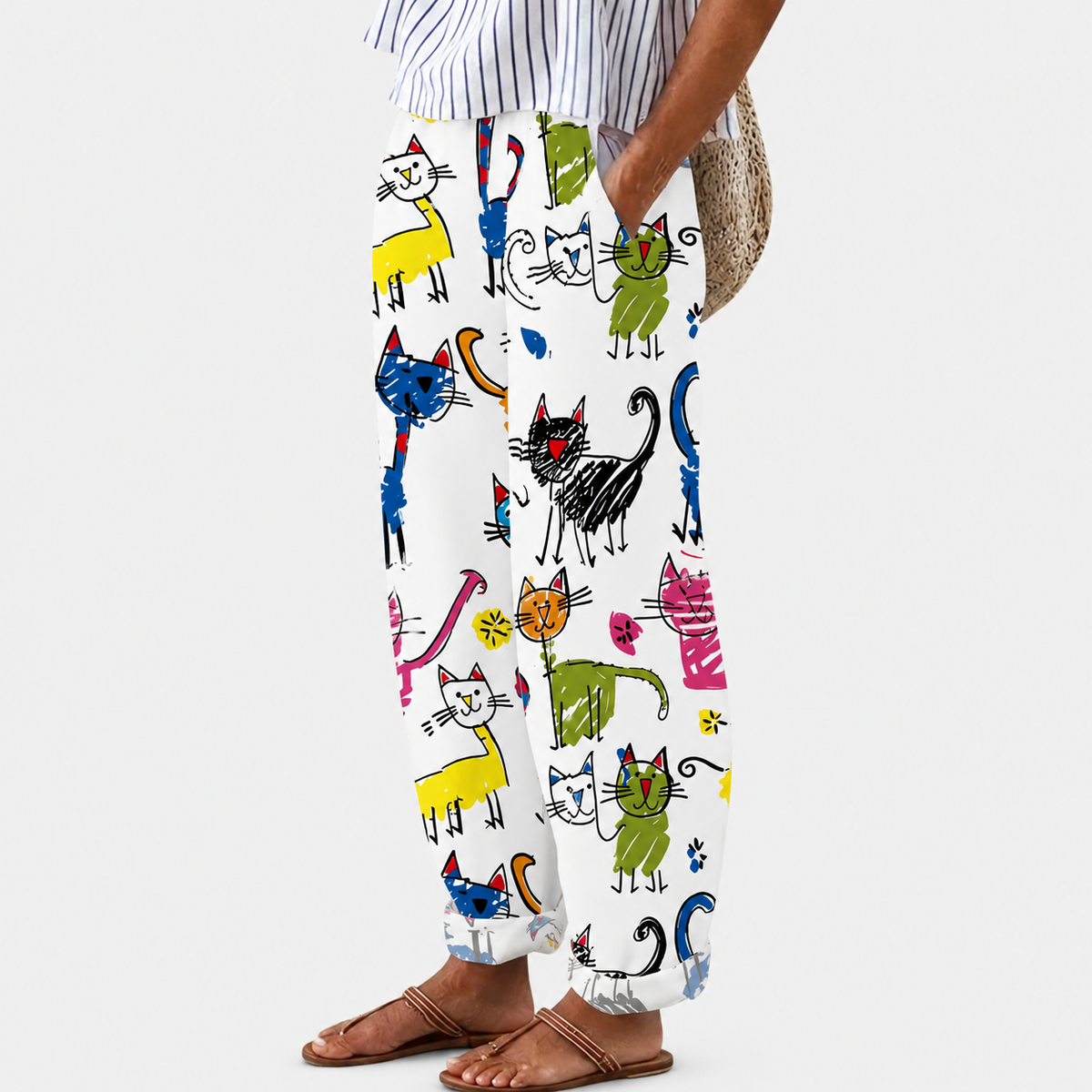 Kat | Relaxed Pants with Playful Cat Print
