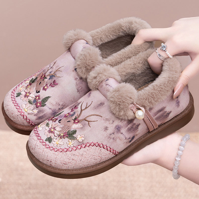Rimza | Warm Embroidered Slippers for Women