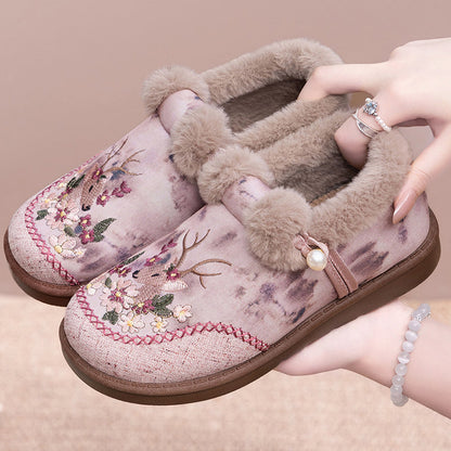 Rimza | Warm Embroidered Slippers for Women