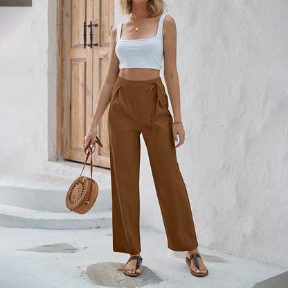 Sabi | High-Waisted Wide-Leg Pants with Tie Detail