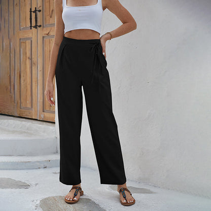 Sabi | High-Waisted Wide-Leg Pants with Tie Detail