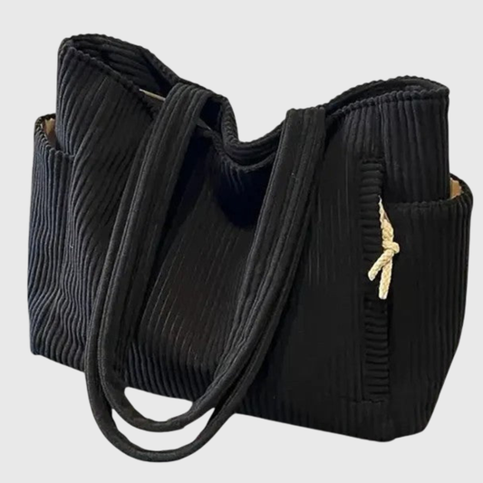 Eleanor | Luxurious Ribbed Tote Bag with Drawstring Details