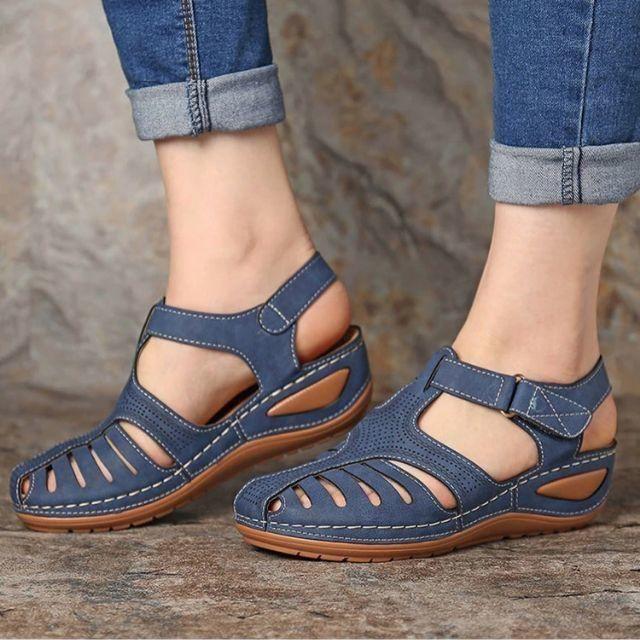 Doris | Cut-Out Sandals in Faux Leather with Ankle Strap