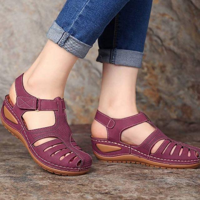 Doris | Cut-Out Sandals in Faux Leather with Ankle Strap
