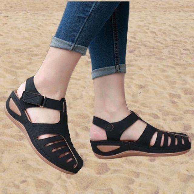 Doris | Cut-Out Sandals in Faux Leather with Ankle Strap