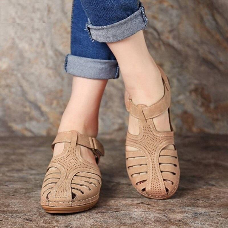 Doris | Cut-Out Sandals in Faux Leather with Ankle Strap