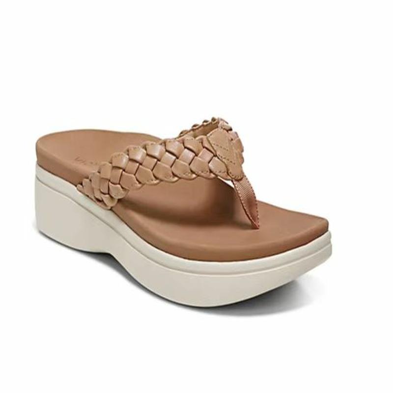 Laura | Flip-Flops with Wedge Heel and Braided Strap