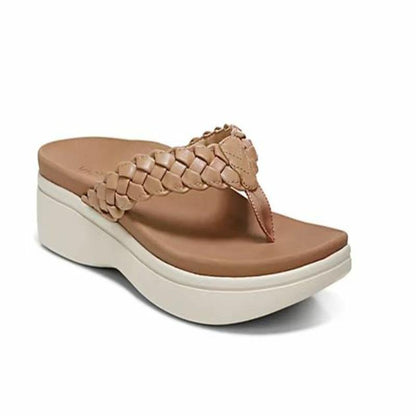 Laura | Flip-Flops with Wedge Heel and Braided Strap