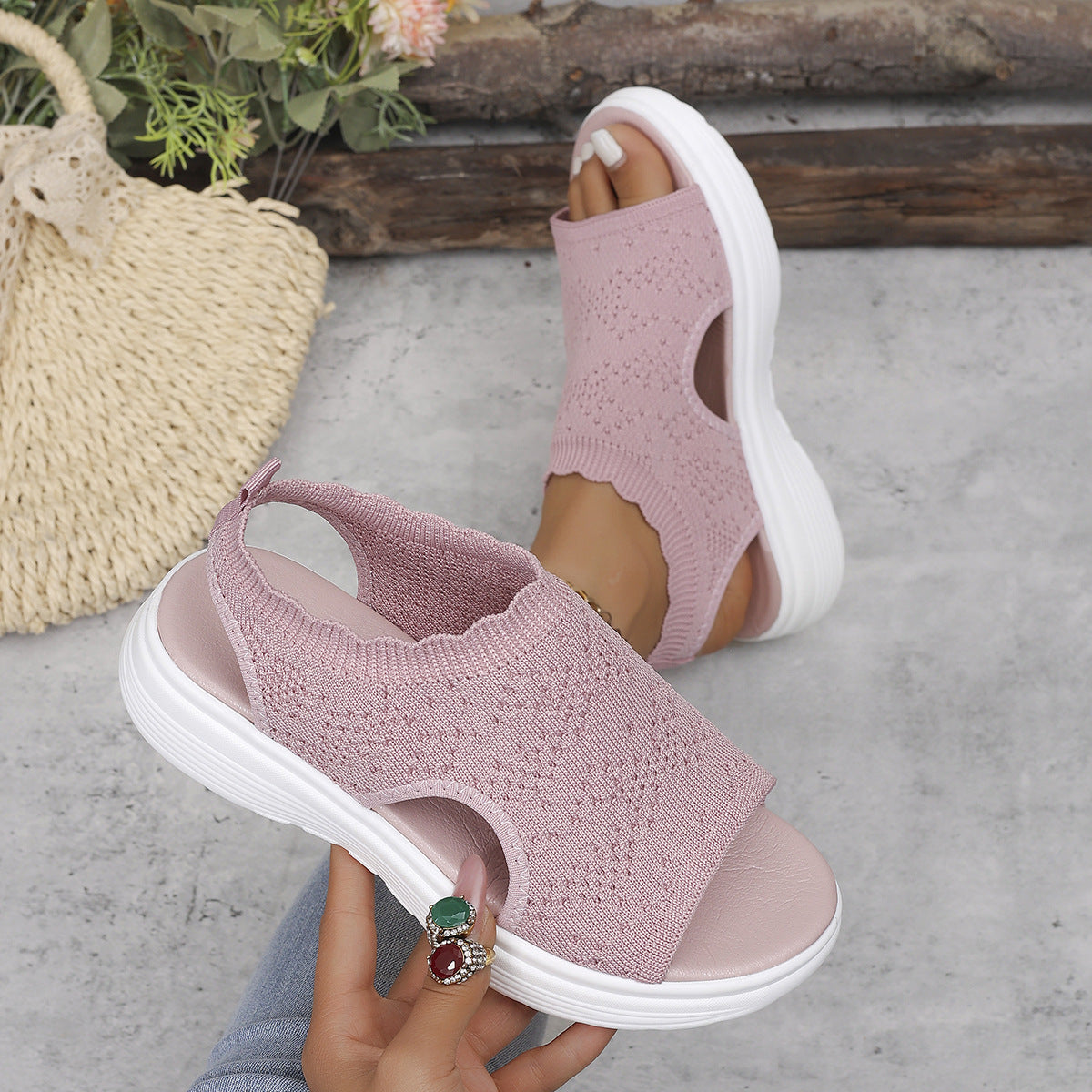 Gwen | Casual Knit Sandals with Wedge Sole